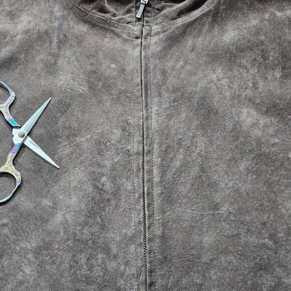 Pendleton Brown Suede Wool Jacket Womens L Tall Leather Full Zip Pockets Cottage - Picture 11 of 15